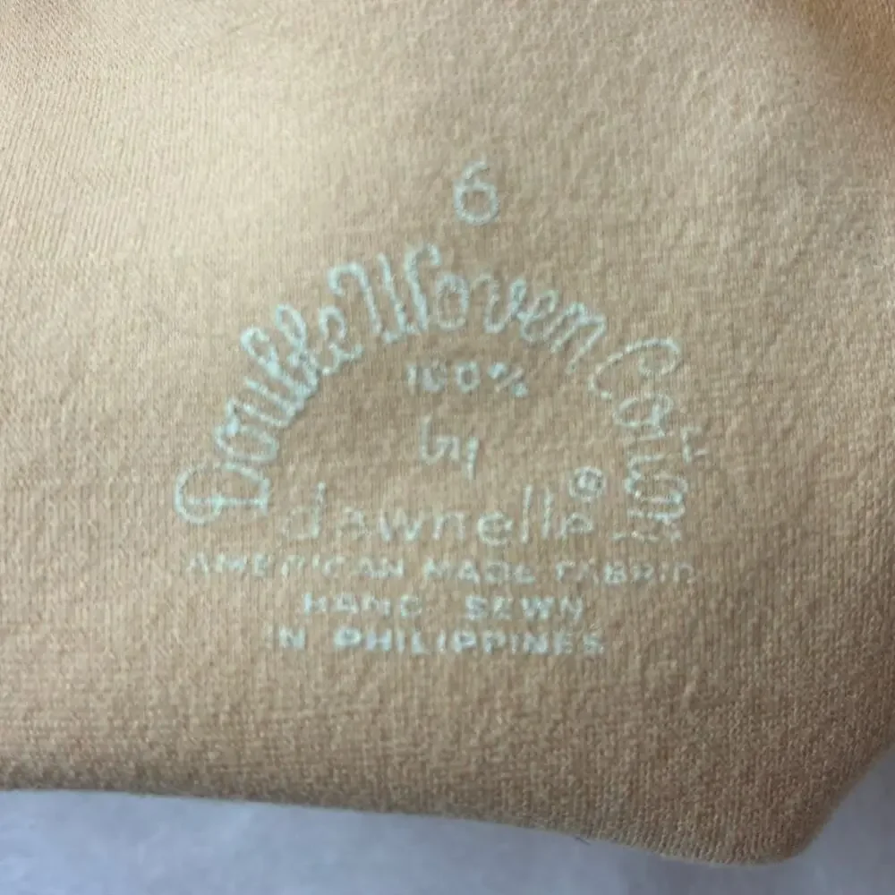 Dawnelle Vintage Ladies 6 Gloves 100% Double Woven Cotton Mid Length Fawn READ